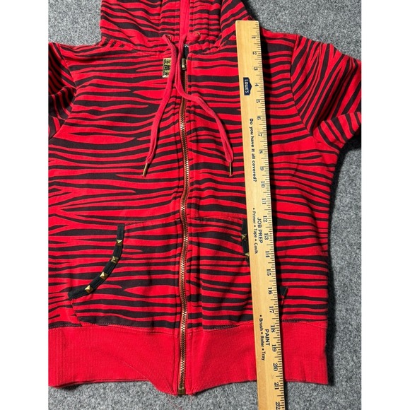 Abbey Dawn Avril Lavigne Zebra Striped Hoodie Cat Ears & Studs XL Y2K Vintage - Picture 14 of 15